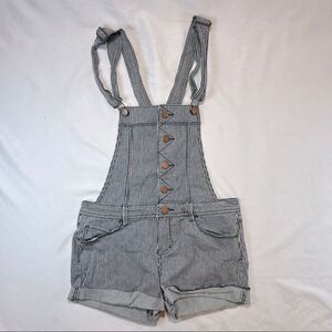 American Rag Button Down Pinstriped Overall Shorts S